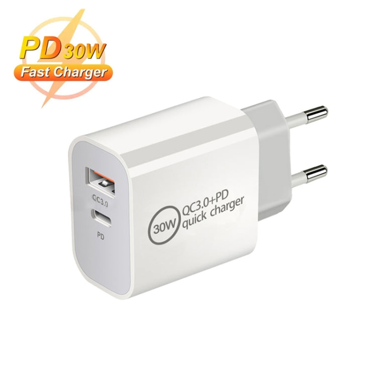 Chargeur double port PD30W USB-C / Type-C + QC3.0 USB, prise EU, prise US, prise AU