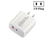 Chargeur double port PD30W USB-C / Type-C + QC3.0 USB, prise EU, prise US, prise AU