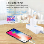 Chargeur double port PD30W USB-C / Type-C + QC3.0 USB, prise EU, prise US, prise AU
