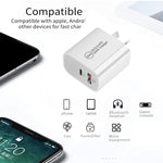 Chargeur double port PD30W USB-C / Type-C + QC3.0 USB, prise EU, prise US, prise AU