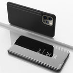 Étui de téléphone en cuir avec support et miroir plaqué à rabat horizontal, pour iPhone 16 Pro, pour iPhone 16 Plus, pour iPhone 16, pour iPhone 15 Pro Max, pour iPhone 15 Pro, pour iPhone 15 Plus