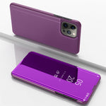 Étui de téléphone en cuir avec support et miroir plaqué à rabat horizontal, pour iPhone 16 Pro, pour iPhone 16 Plus, pour iPhone 16, pour iPhone 15 Pro Max, pour iPhone 15 Pro, pour iPhone 15 Plus