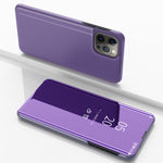 Étui de téléphone en cuir avec support et miroir plaqué à rabat horizontal, pour iPhone 16 Pro, pour iPhone 16 Plus, pour iPhone 16, pour iPhone 15 Pro Max, pour iPhone 15 Pro, pour iPhone 15 Plus
