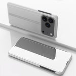 Étui de téléphone en cuir à rabat horizontal avec miroir plaqué et support, pour iPhone 17e / 16e, pour iPhone 17 Pro Max, pour iPhone 17 Pro, pour iPhone 17, pour iPhone Air, pour iPhone 16 Pro Max