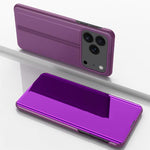Étui de téléphone en cuir à rabat horizontal avec miroir plaqué et support, pour iPhone 17e / 16e, pour iPhone 17 Pro Max, pour iPhone 17 Pro, pour iPhone 17, pour iPhone Air, pour iPhone 16 Pro Max