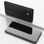 Étui de téléphone en cuir à rabat horizontal avec miroir plaqué et support, pour iPhone 17e / 16e, pour iPhone 17 Pro Max, pour iPhone 17 Pro, pour iPhone 17, pour iPhone Air, pour iPhone 16 Pro Max