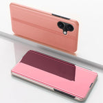 Étui de téléphone en cuir à rabat horizontal avec miroir plaqué et support, pour iPhone 17e / 16e, pour iPhone 17 Pro Max, pour iPhone 17 Pro, pour iPhone 17, pour iPhone Air, pour iPhone 16 Pro Max