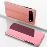 Étui de téléphone en cuir à rabat horizontal avec miroir plaqué et support, pour iPhone 17e / 16e, pour iPhone 17 Pro Max, pour iPhone 17 Pro, pour iPhone 17, pour iPhone Air, pour iPhone 16 Pro Max