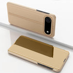 Étui de téléphone en cuir à rabat horizontal avec miroir plaqué et support, pour iPhone 17e / 16e, pour iPhone 17 Pro Max, pour iPhone 17 Pro, pour iPhone 17, pour iPhone Air, pour iPhone 16 Pro Max