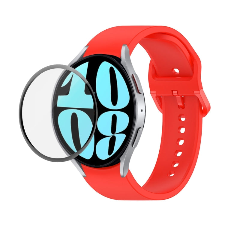 Kit JUNSUNMAY Bracelet Réglable en Silicone + Protection d'Écran PMMA Couverture Intégrale, Pour Samsung Galaxy Watch6 Classic 47mm, Pour Samsung Galaxy Watch6 44mm, Pour Samsung Galaxy Watch6 40mm