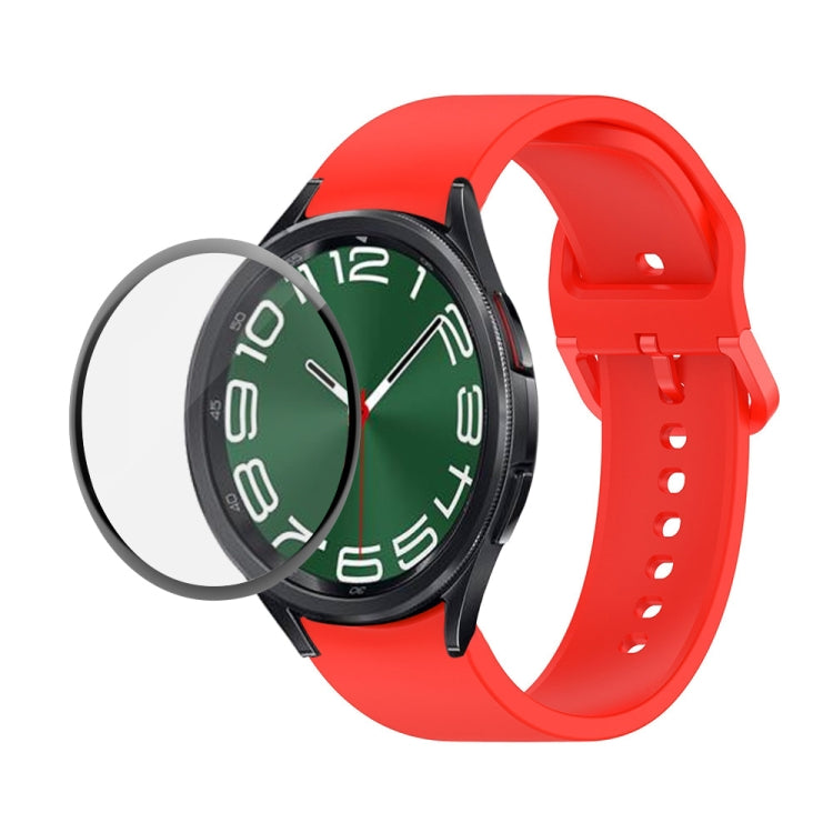 JUNSUNMAY Bracelet réglable en silicone + Kit de protection d'écran PMMA à couverture complète, Pour Samsung Galaxy Watch6 Classic 43mm, Pour Samsung Galaxy Watch5 44mm, Pour Samsung Galaxy Watch5 Pro 45mm
