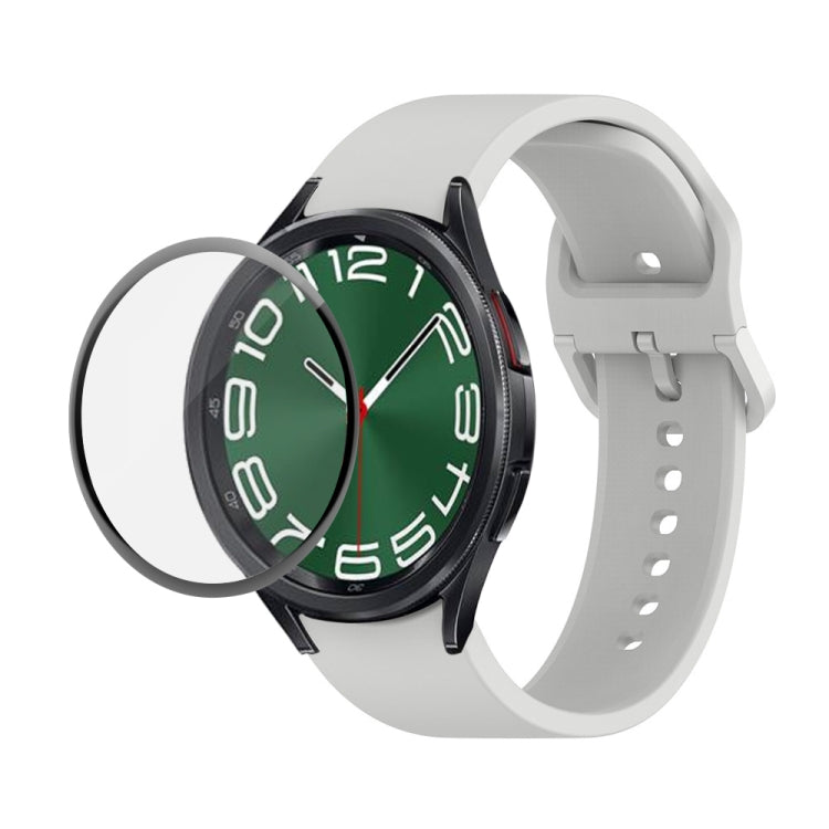 JUNSUNMAY Bracelet réglable en silicone + Kit de protection d'écran PMMA à couverture complète, Pour Samsung Galaxy Watch6 Classic 43mm, Pour Samsung Galaxy Watch5 44mm, Pour Samsung Galaxy Watch5 Pro 45mm