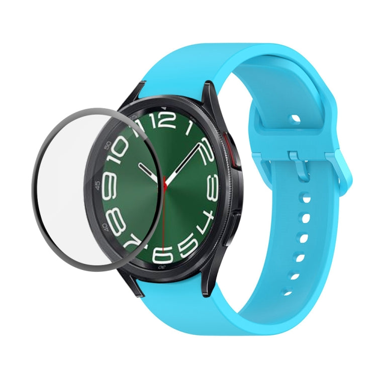 JUNSUNMAY Bracelet réglable en silicone + Kit de protection d'écran PMMA à couverture complète, Pour Samsung Galaxy Watch6 Classic 43mm, Pour Samsung Galaxy Watch5 44mm, Pour Samsung Galaxy Watch5 Pro 45mm