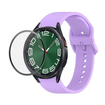 JUNSUNMAY Bracelet réglable en silicone + Kit de protection d'écran PMMA à couverture complète, Pour Samsung Galaxy Watch6 Classic 43mm, Pour Samsung Galaxy Watch5 44mm, Pour Samsung Galaxy Watch5 Pro 45mm