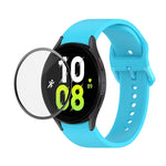 JUNSUNMAY Bracelet réglable en silicone + Kit de protection d'écran PMMA à couverture complète, Pour Samsung Galaxy Watch6 Classic 43mm, Pour Samsung Galaxy Watch5 44mm, Pour Samsung Galaxy Watch5 Pro 45mm