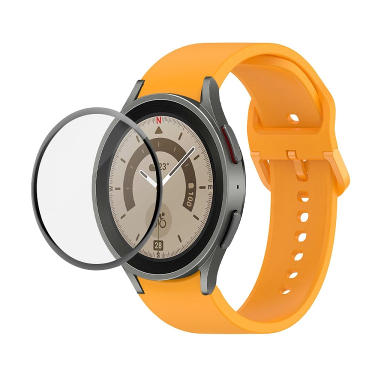 JUNSUNMAY Bracelet réglable en silicone + Kit de protection d'écran PMMA à couverture complète, Pour Samsung Galaxy Watch6 Classic 43mm, Pour Samsung Galaxy Watch5 44mm, Pour Samsung Galaxy Watch5 Pro 45mm