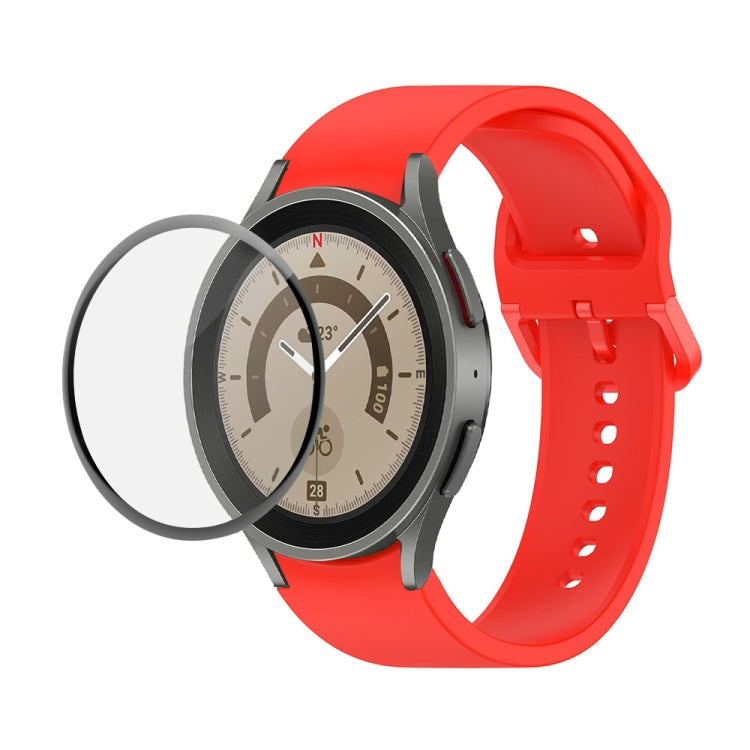 JUNSUNMAY Bracelet réglable en silicone + Kit de protection d'écran PMMA à couverture complète, Pour Samsung Galaxy Watch6 Classic 43mm, Pour Samsung Galaxy Watch5 44mm, Pour Samsung Galaxy Watch5 Pro 45mm