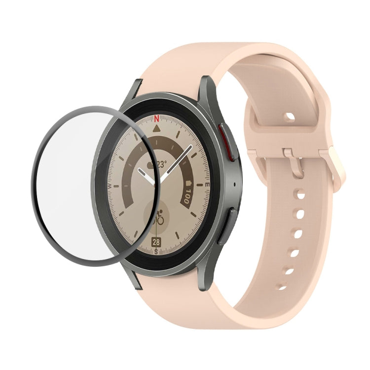 JUNSUNMAY Bracelet réglable en silicone + Kit de protection d'écran PMMA à couverture complète, Pour Samsung Galaxy Watch6 Classic 43mm, Pour Samsung Galaxy Watch5 44mm, Pour Samsung Galaxy Watch5 Pro 45mm
