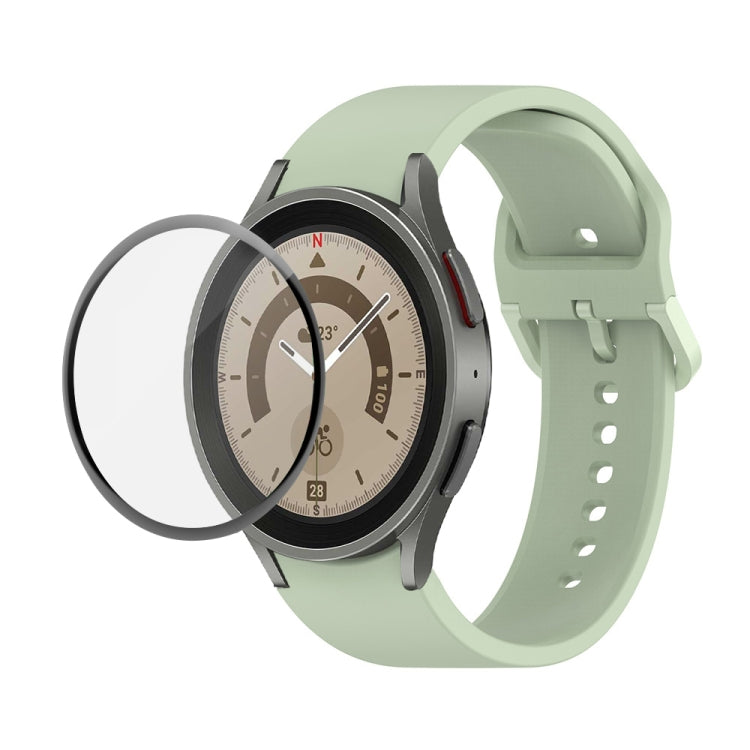 JUNSUNMAY Bracelet réglable en silicone + Kit de protection d'écran PMMA à couverture complète, Pour Samsung Galaxy Watch6 Classic 43mm, Pour Samsung Galaxy Watch5 44mm, Pour Samsung Galaxy Watch5 Pro 45mm