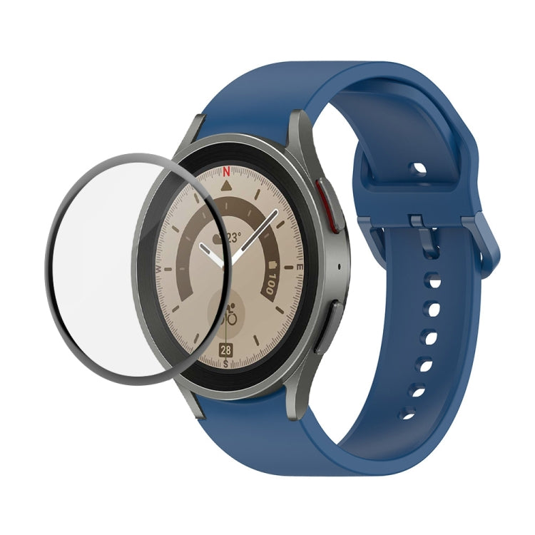 JUNSUNMAY Bracelet réglable en silicone + Kit de protection d'écran PMMA à couverture complète, Pour Samsung Galaxy Watch6 Classic 43mm, Pour Samsung Galaxy Watch5 44mm, Pour Samsung Galaxy Watch5 Pro 45mm