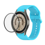 JUNSUNMAY Bracelet réglable en silicone + Kit de protection d'écran PMMA à couverture complète, Pour Samsung Galaxy Watch6 Classic 43mm, Pour Samsung Galaxy Watch5 44mm, Pour Samsung Galaxy Watch5 Pro 45mm