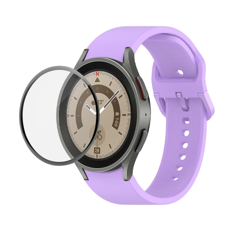 JUNSUNMAY Bracelet réglable en silicone + Kit de protection d'écran PMMA à couverture complète, Pour Samsung Galaxy Watch6 Classic 43mm, Pour Samsung Galaxy Watch5 44mm, Pour Samsung Galaxy Watch5 Pro 45mm