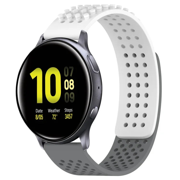 Bracelet de montre en silicone à pois 3D respirants avec trous de 20 mm, pour Samsung Galaxy Watch 4 Classic 42 mm, pour Samsung Galaxy Watch Active 2 44 mm, pour Samsung Galaxy Watch Active 2 40 mm