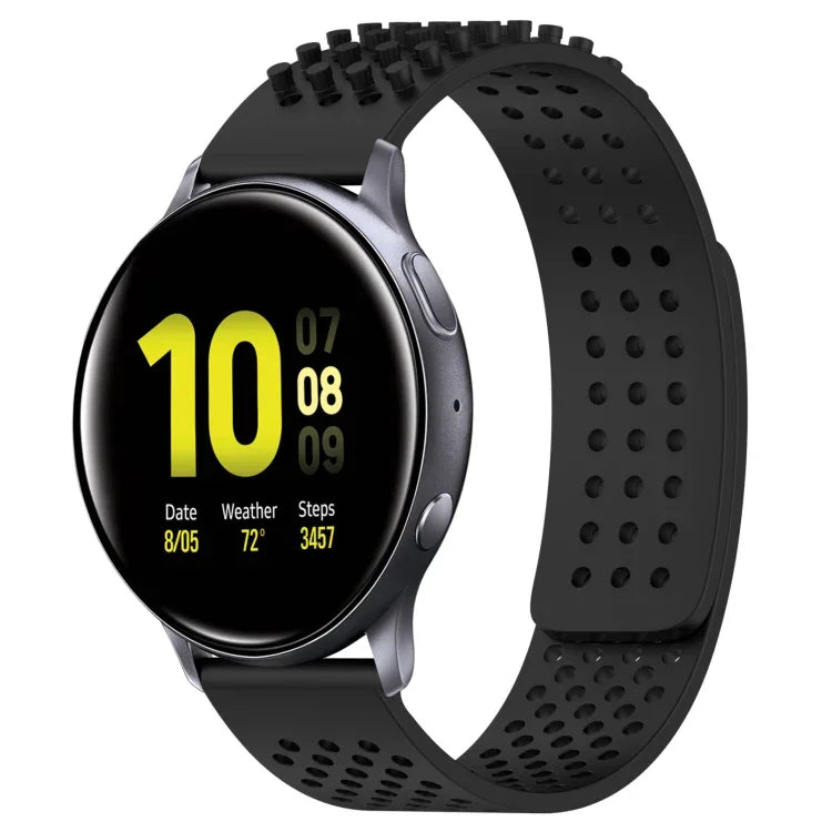 Bracelet de montre en silicone à pois 3D respirants avec trous de 20 mm, pour Samsung Galaxy Watch 4 Classic 42 mm, pour Samsung Galaxy Watch Active 2 44 mm, pour Samsung Galaxy Watch Active 2 40 mm