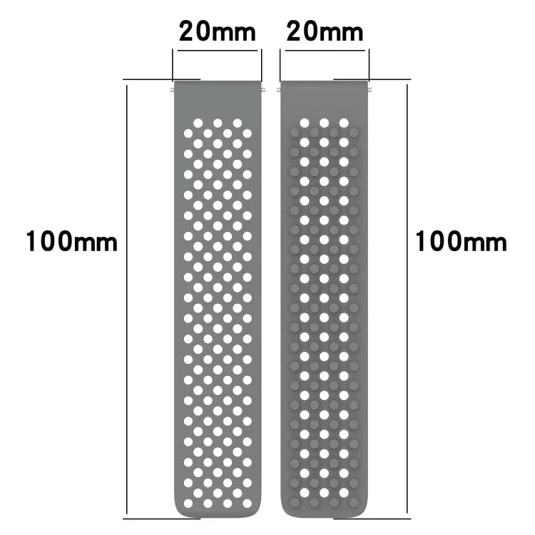Bracelet de montre en silicone à pois 3D respirants avec trous de 20 mm, pour Samsung Galaxy Watch 4 Classic 42 mm, pour Samsung Galaxy Watch Active 2 44 mm, pour Samsung Galaxy Watch Active 2 40 mm