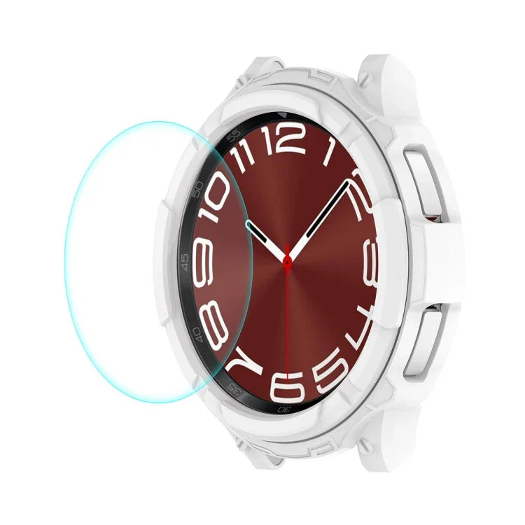 ENKAY Hat-Prince Étui de montre blindé en TPU 2 en 1 + protecteur d'écran en verre trempé 9H de 0,2 mm, pour Samsung Galaxy Watch6 Classic 47 mm, pour Samsung Galaxy Watch6 Classic 43 mm