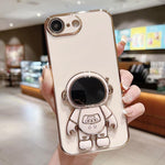 Coque de téléphone plaquée avec support Astronaute, Pour iPhone 17e / 16e, Pour iPhone 17 Pro Max, Pour iPhone 17 Pro, Pour iPhone 17, Pour iPhone Air, Pour iPhone 16 Pro Max, Pour iPhone 16 Pro, Pour iPhone 16 Plus