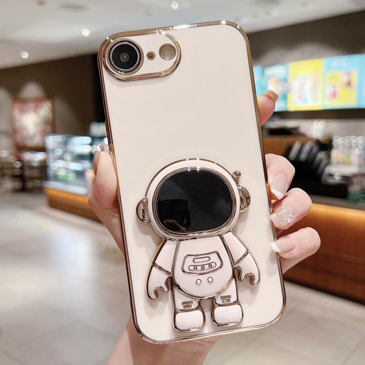 Coque de téléphone plaquée avec support Astronaute, Pour iPhone 17e / 16e, Pour iPhone 17 Pro Max, Pour iPhone 17 Pro, Pour iPhone 17, Pour iPhone Air, Pour iPhone 16 Pro Max, Pour iPhone 16 Pro, Pour iPhone 16 Plus