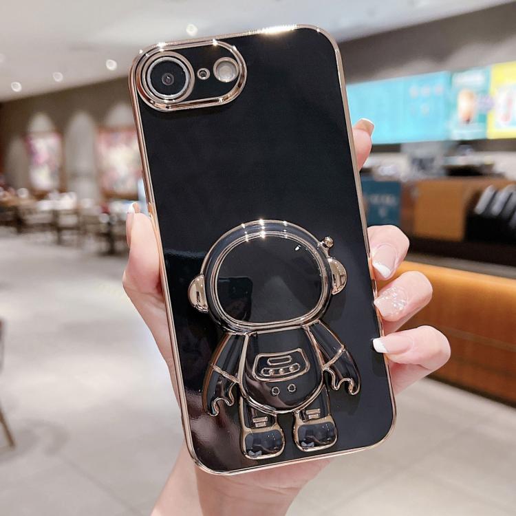Coque de téléphone plaquée avec support Astronaute, Pour iPhone 17e / 16e, Pour iPhone 17 Pro Max, Pour iPhone 17 Pro, Pour iPhone 17, Pour iPhone Air, Pour iPhone 16 Pro Max, Pour iPhone 16 Pro, Pour iPhone 16 Plus
