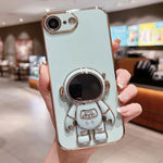 Coque de téléphone plaquée avec support Astronaute, Pour iPhone 17e / 16e, Pour iPhone 17 Pro Max, Pour iPhone 17 Pro, Pour iPhone 17, Pour iPhone Air, Pour iPhone 16 Pro Max, Pour iPhone 16 Pro, Pour iPhone 16 Plus