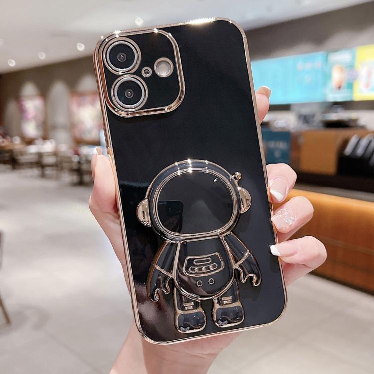 Coque de téléphone plaquée avec support Astronaute, Pour iPhone 17e / 16e, Pour iPhone 17 Pro Max, Pour iPhone 17 Pro, Pour iPhone 17, Pour iPhone Air, Pour iPhone 16 Pro Max, Pour iPhone 16 Pro, Pour iPhone 16 Plus