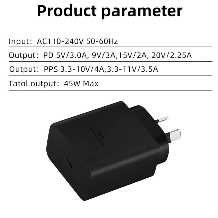 Chargeur rapide M135 PPS / PD 45W USB-C / Type-C, prise AU, prise AU