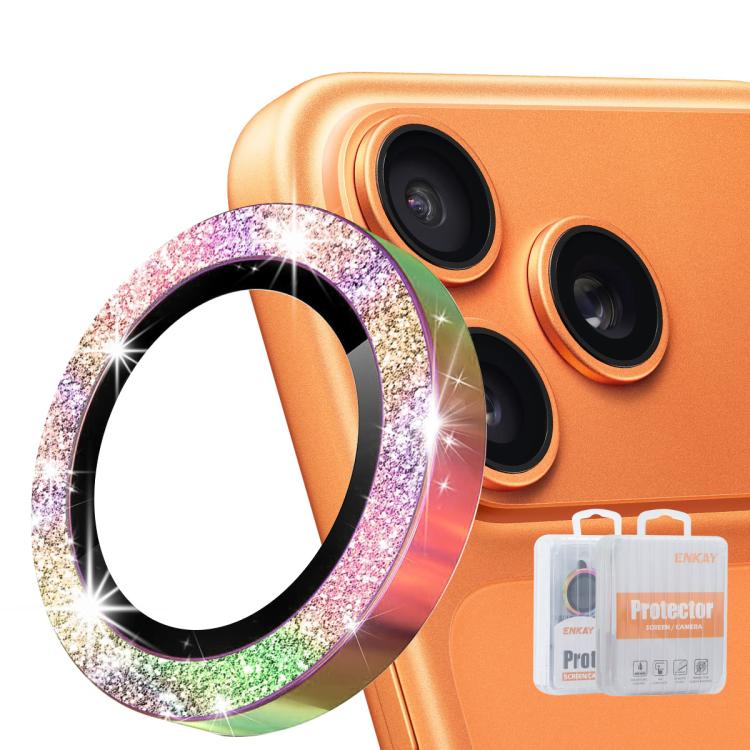 Film en verre trempé ENKAY Hat-Prince Glitter pour lentille arrière en alliage d'aluminium, pour iPhone 17 Pro / 17 Pro Max, pour iPhone 17, pour iPhone Air, pour iPhone 15 Pro / 15 Pro Max, pour iPhone 15 / 15 Plus