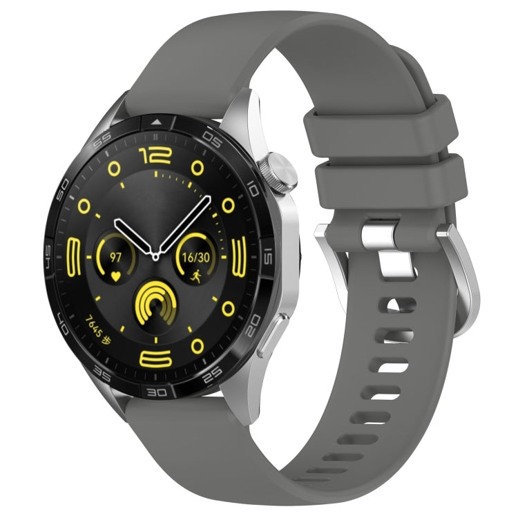 Liquid Glossy Silver Buckle Silicone Watch Band, For Huawei Watch GT4 46mm 22mm, For Huawei Watch GT4 41mm 18mm, For Huawei Watch 4 Pro 22mm, For Huawei Watch 4 22mm