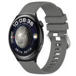 Liquid Glossy Silver Buckle Silicone Watch Band, For Huawei Watch GT4 46mm 22mm, For Huawei Watch GT4 41mm 18mm, For Huawei Watch 4 Pro 22mm, For Huawei Watch 4 22mm