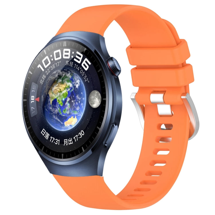 Liquid Glossy Silver Buckle Silicone Watch Band, For Huawei Watch GT4 46mm 22mm, For Huawei Watch GT4 41mm 18mm, For Huawei Watch 4 Pro 22mm, For Huawei Watch 4 22mm