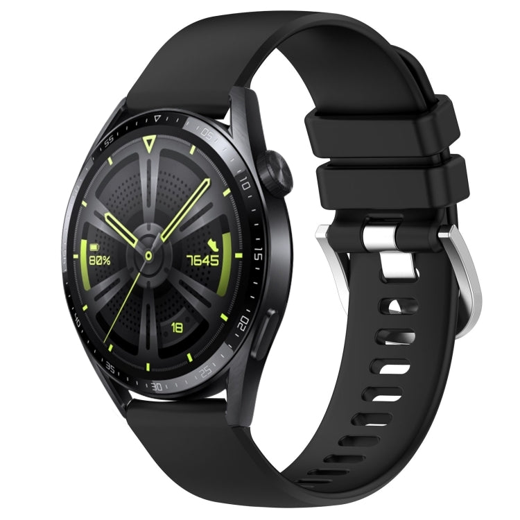 Liquid Glossy Silver Buckle Silicone Watch Band, For Huawei Watch GT3 SE 22mm, For Huawei Watch GT3 Pro 46mm 22mm, For Huawei Watch GT3 Pro 43mm 20mm, For Huawei Watch GT3 46mm 22mm