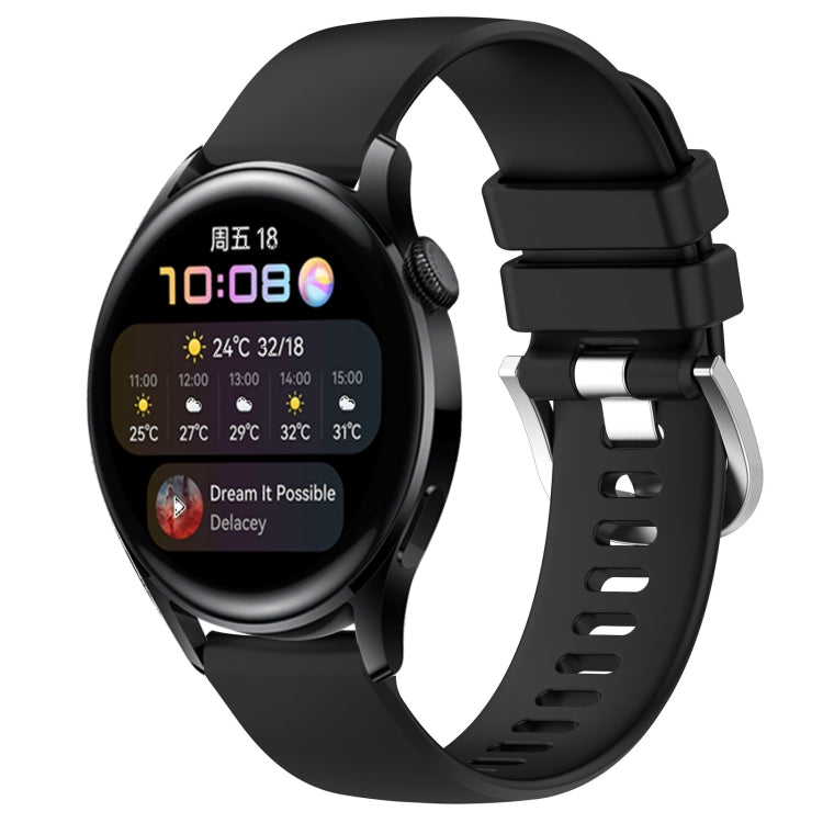 Liquid Glossy Silver Buckle Silicone Watch Band, For Huawei Watch GT3 42mm 20mm, For Huawei Watch 3 22mm, For Huawei Watch GT2 Pro 22mm, For Huawei Watch GT2 46mm 22mm