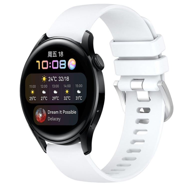 Liquid Glossy Silver Buckle Silicone Watch Band, For Huawei Watch GT3 42mm 20mm, For Huawei Watch 3 22mm, For Huawei Watch GT2 Pro 22mm, For Huawei Watch GT2 46mm 22mm