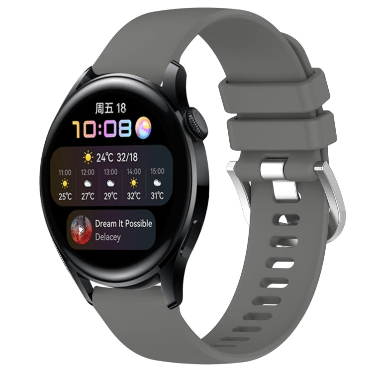 Liquid Glossy Silver Buckle Silicone Watch Band, For Huawei Watch GT3 42mm 20mm, For Huawei Watch 3 22mm, For Huawei Watch GT2 Pro 22mm, For Huawei Watch GT2 46mm 22mm
