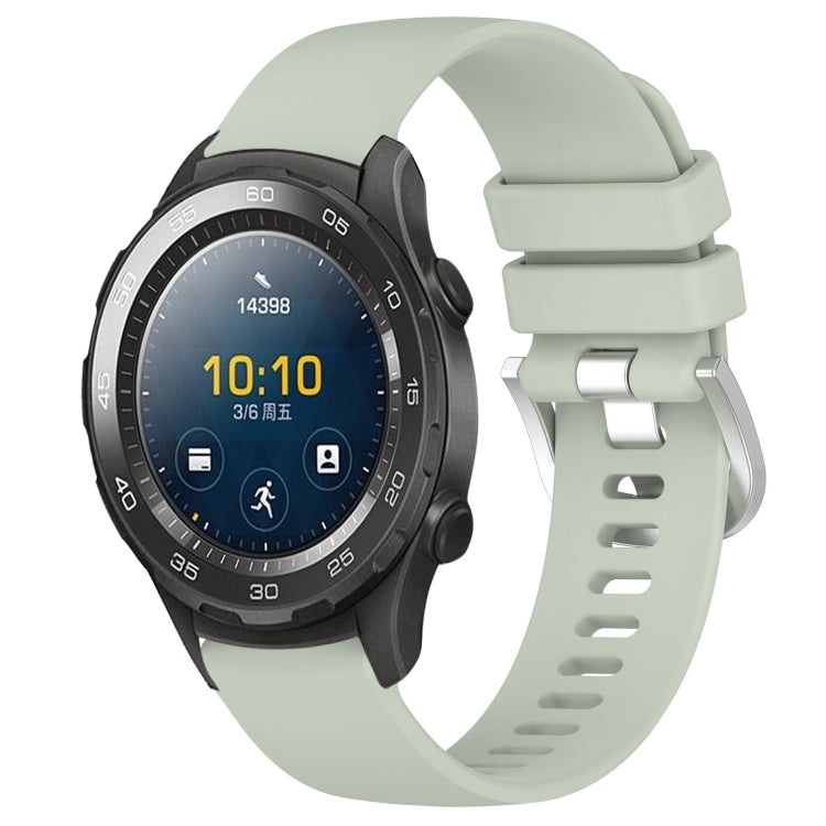 Liquid Glossy Silver Buckle Silicone Watch Band, For Huawei Watch GT2 42mm 20mm, For Huawei Watch 2 20mm