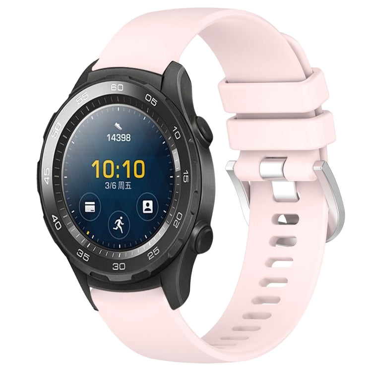 Liquid Glossy Silver Buckle Silicone Watch Band, For Huawei Watch GT2 42mm 20mm, For Huawei Watch 2 20mm