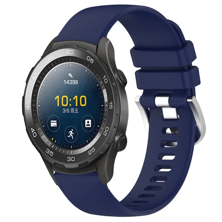 Liquid Glossy Silver Buckle Silicone Watch Band, For Huawei Watch GT2 42mm 20mm, For Huawei Watch 2 20mm
