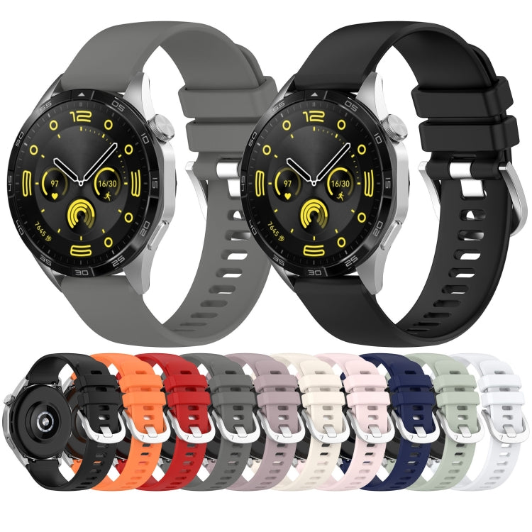 Liquid Glossy Silver Buckle Silicone Watch Band, For Huawei Watch GT2 42mm 20mm, For Huawei Watch 2 20mm