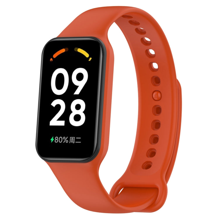 For Xiaomi Mi Band 8 Active Solid Color Integrated Silicone Watch Band, Black, Purple, Teal Green, Dark Blue, Red, Orange, White, Green, Light Blue, Army Green, Pink, Stralight Color