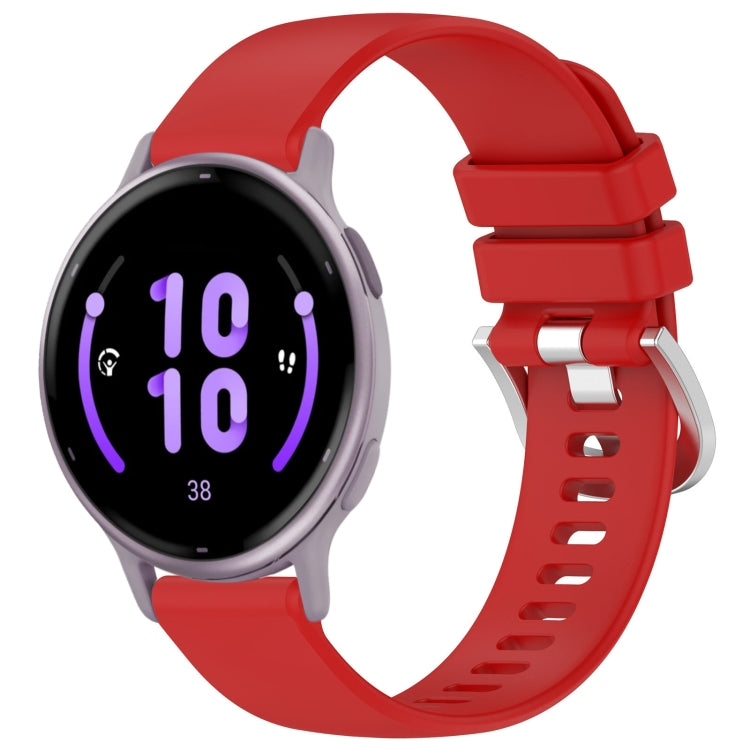 Liquid Glossy Silver Buckle Silicone Watch Band, For Garmin Forerunner245 / 245 Music, For Garmin VivoMove Style / Vivomove, For Garmin Vivomove HR Sport, For Garmin Vivoactive 5